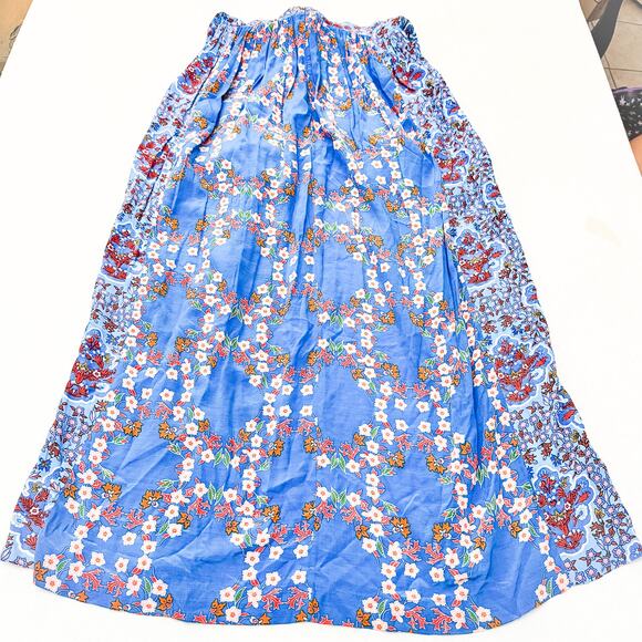 Sandro Blue Floral Print Crepe Patterned Layered Midi Sleeveless Dress SIze 36 - Picture 5 of 6